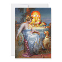 Carlier: Elegant Lady and her Dog Invites