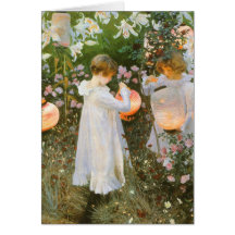 Carnation, Lily, Lily, Rose, Sargent Victorian Art Greeting Cards
