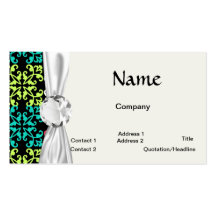 carnation pink lime aqua sweet damask squares business cards