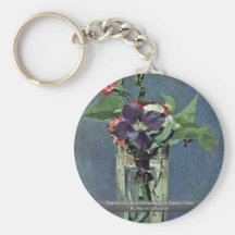 Carnations And Clematis In A Crystal Vase Key Chain