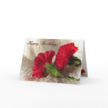 Carnations on Brocade Birthday Card