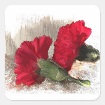 Carnations on Brocade Square Sticker