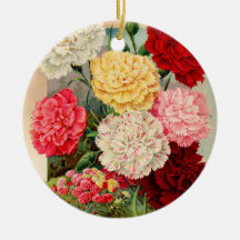 Carnations Seed Packet Christmas Tree Ornaments