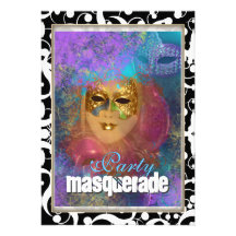 Carnaval rose d'anniversaire de "partie de mascara invitations personnalisées