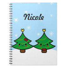 Carnet adorable de couples d'arbre de Noël de Kawa