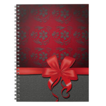 carnet colibri et noeud rouge et gris
