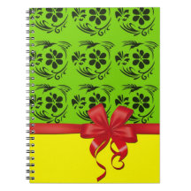 carnet colibri et noeud vert et jaune