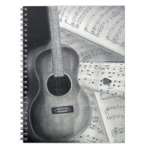 Carnet de notes à spirale de musique de guitare et
