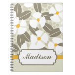 Carnet floral moderne avec la plaque nommée