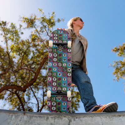 Carnival at the Zoo - Art Clocks - Clock Art Skateboards by lonvig