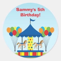 Carnival Birthday Party Favour Sticker