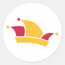 Carnival fools cap dunce round sticker