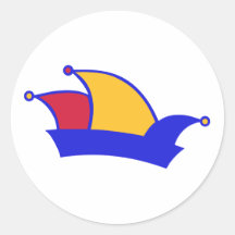Carnival fools cap dunce round stickers