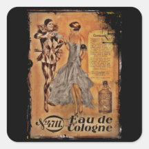 Carnival Harlequin and Flapper (cologne) Square Stickers