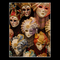 Carnival Masks in Venice postcards