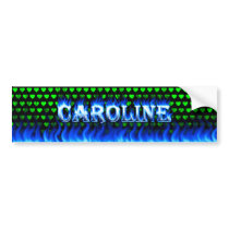 Caroline blue fire and flames bumper sticker desig