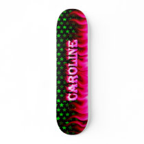 Caroline skateboard pink fire and flames design.