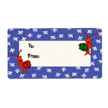 Caroling Crawfish Fleur de Lis Gift Labels