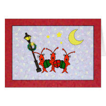 Caroling Crawfish / Lobster Trio Christmas Card