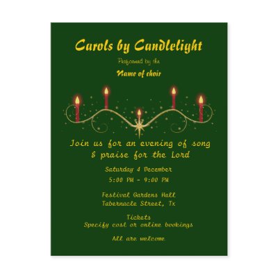 Carols by candlelight event flyer programme by mensgifts