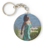 Carolyn Harding on the beach, keychains