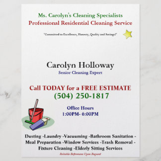 cleaning flyers flyer sample services service holloway carolyn job cm promotional leaflets templates zazzle