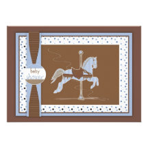 Carousel Horse Baby Boy Shower Inviation Personalized Invites