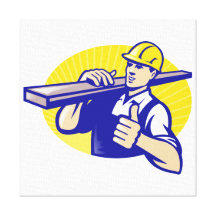 Carpenter Builder Worker Thumbs Up Canvas Print
