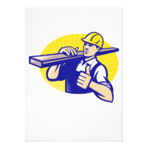 Carpenter Builder Worker Thumbs Up Custom Announcements
