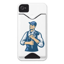 Carpenter Wearing With Hammer And Chisel Retro Id Iphone 4 Case