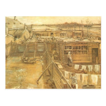Carpenters Yard and Laundry, van Gogh, Vintage Art Postcard