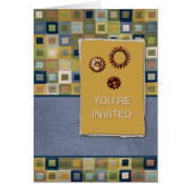 Carpet Tiles and Sprockets 3D Invite Cards
