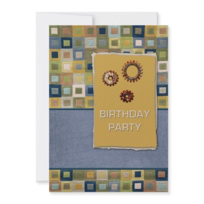Carpet Tiles and Sprockets Birthday Party Announcement by EHPlesser