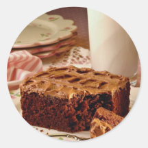Carré de gâteau de chocolat autocollants