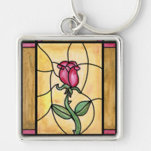 Carré Keychain de fenêtre rose Porte-clef