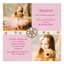 Carré rose de marguerite - fête d'anniversaire de  invitation