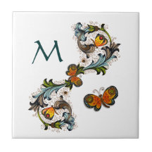Carreau de céramique de monogramme floral florenti