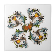 Carreau de céramique de peinture florale florentin