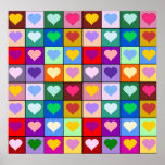 Carrés colorés de coeur affiche