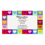 Carrés colorés de coeur cartes de visite personnelles