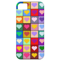 Carrés colorés de coeur étui iPhone 5