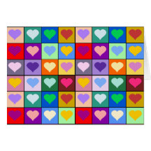 Carrés multicolores de coeur cartes de vœux