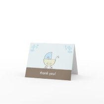 Carriage Baby Shower Thank You - Blue and Green Greeting Cards