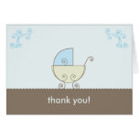 Carriage Baby Shower Thank You - Blue and Green Greeting Cards
