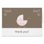 Carriage Baby Shower Thank You - Pink Cards