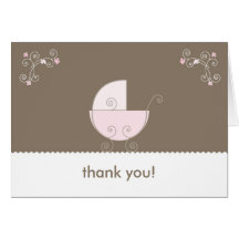 Carriage Baby Shower Thank You - Pink Cards