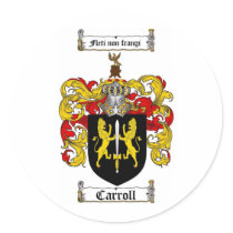 CARROLL FAMILY CREST -  CARROLL COAT OF ARMS STICKERS