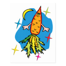 Carrot Rocket Ship Funny Postcard