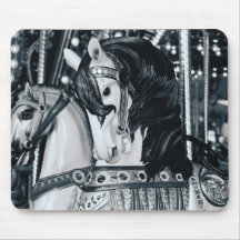 Carrousel dans noir et le blanc - Mousepad Tapis De Souris