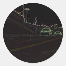 Cars And Black Sky Sticker